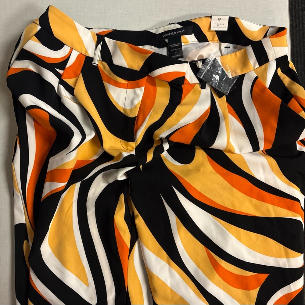 Ashley Stewart Women's Size 20 Boho Wide Leg Pull On Pants Multi Swirl Print NWT - Picture 3 of 8